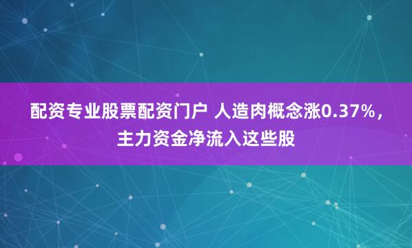 配资专业股票配资门户 人造肉概念涨0.37%,主力资金净流入这些股