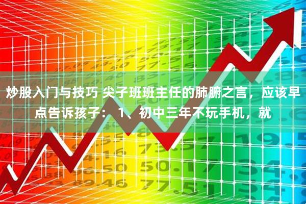 炒股入门与技巧 尖子班班主任的肺腑之言，应该早点告诉孩子： 1、初中三年不玩手机，就